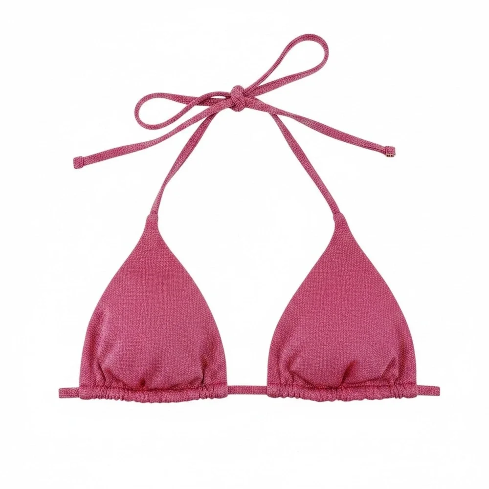 L*Space Brittany Top Metallic Berry Pink Triangle Bikini Top Swim Small‎ NEW